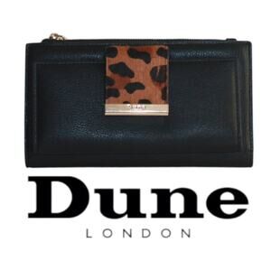Dune London Black Wallet with Leopard Print Closure